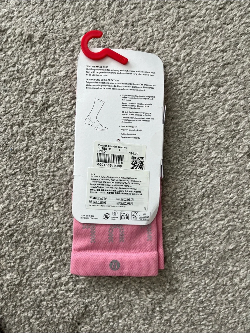 NWT Vuori x Aloha Pouch and Pink Lululemon Crew Socks Size Large